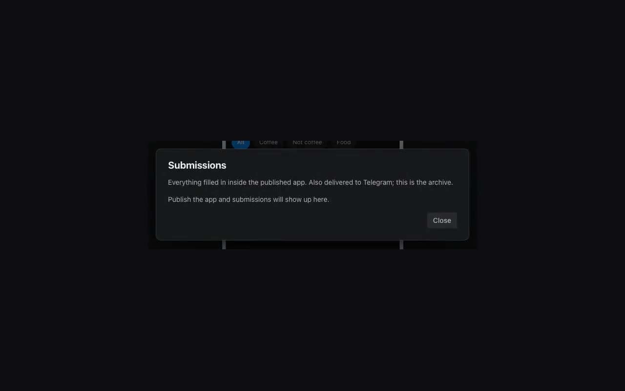 Requests live under the More menu. Before publishing it is honestly empty.